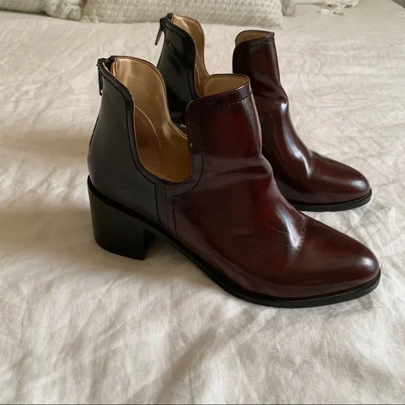 Zara oxblood ankle chunky heel boots (s6) - Picture 2 of 8